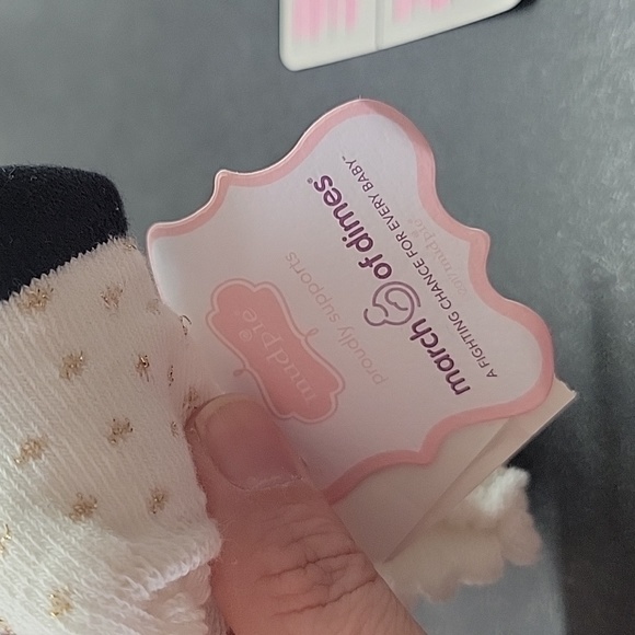 Mud Pie Baby Pibk Dot Flower Sock Shoes with Box - Picture 4 of 6